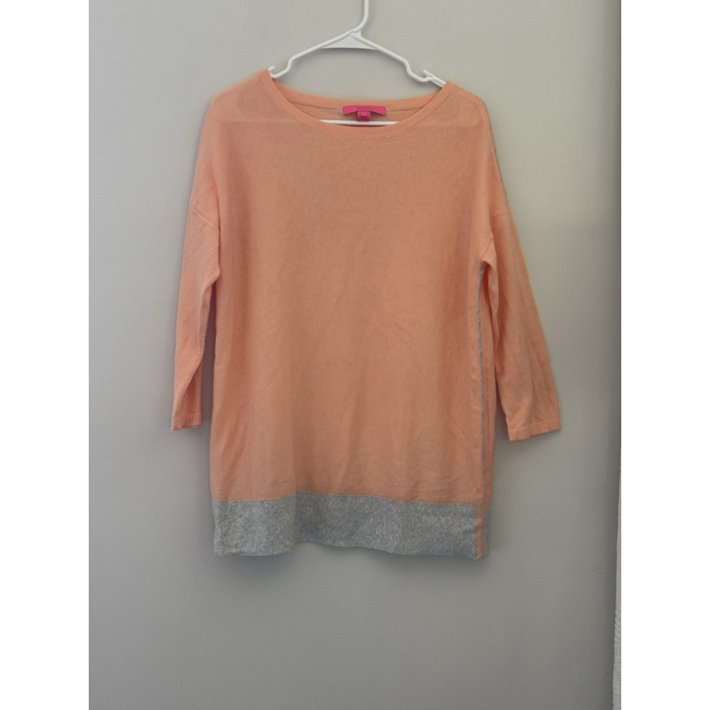 Lilly Pulitzer Dana CoolMax Sweater M Peach Colorblock Knit - Picture 2 of 5